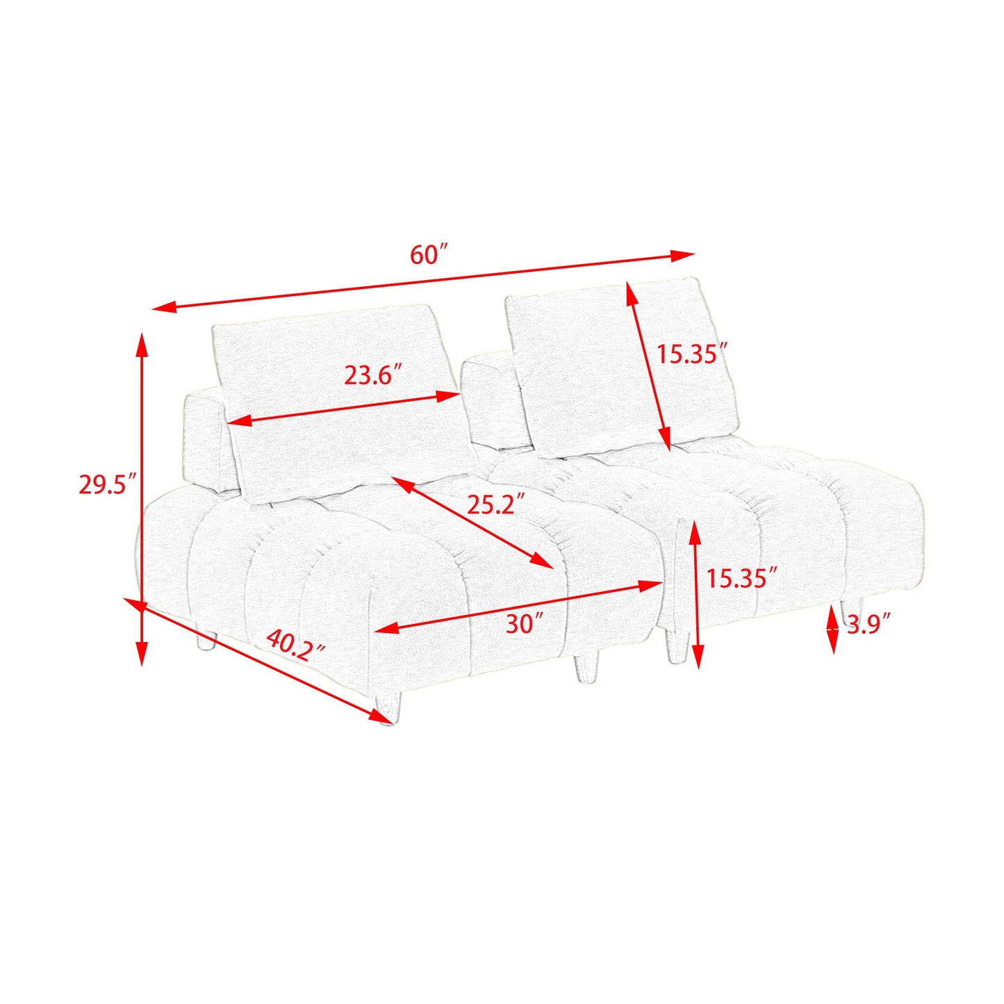 60 inches long, Teddy Sofa Fabric, with spacious and comfortable