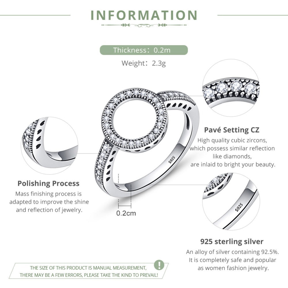 925 Sterling Silver Forever Black Circle Ring