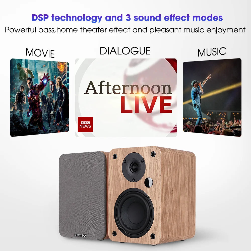 80W 2.0 HiFi Speaker Soundbar Bookshelf Bluetooth Speaker Home Theatre