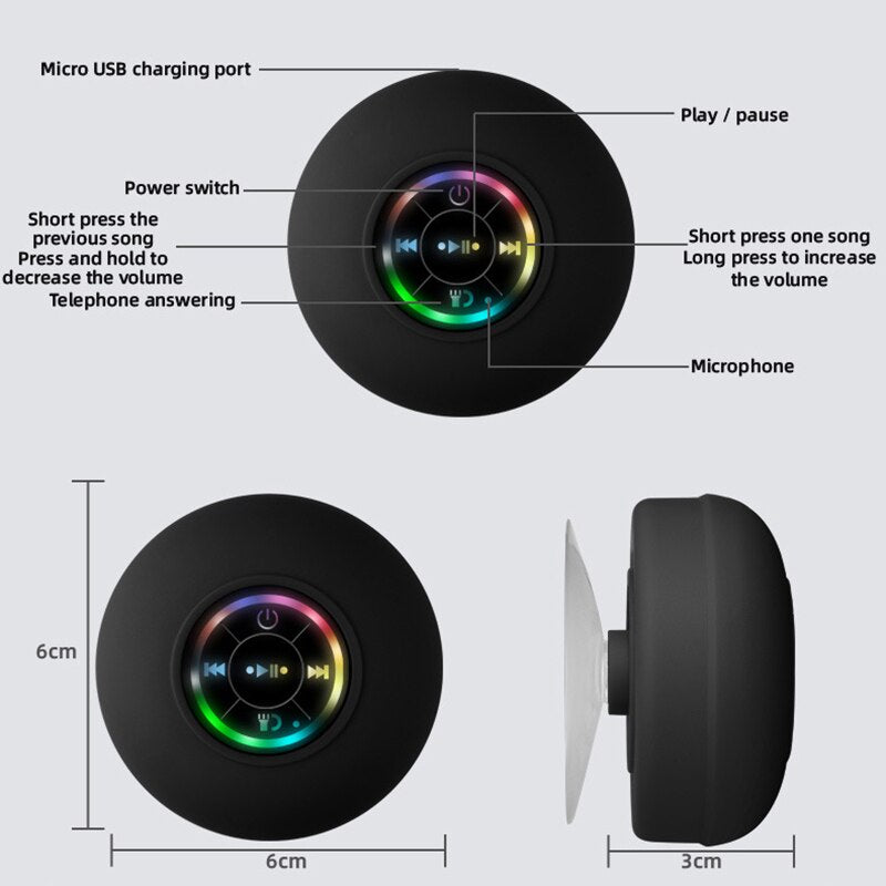 Mini Bluetooth Speaker Waterproof Bathroom Audio Wireless Shower
