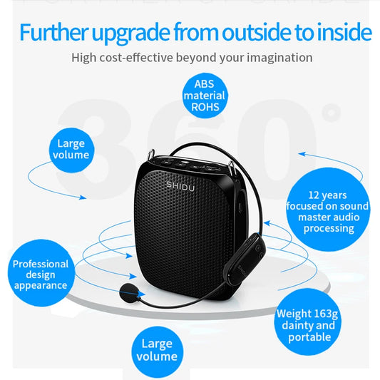 SHIDU S615 Ultra Wireless Voice Amplifier Portable UHF Mini Audio