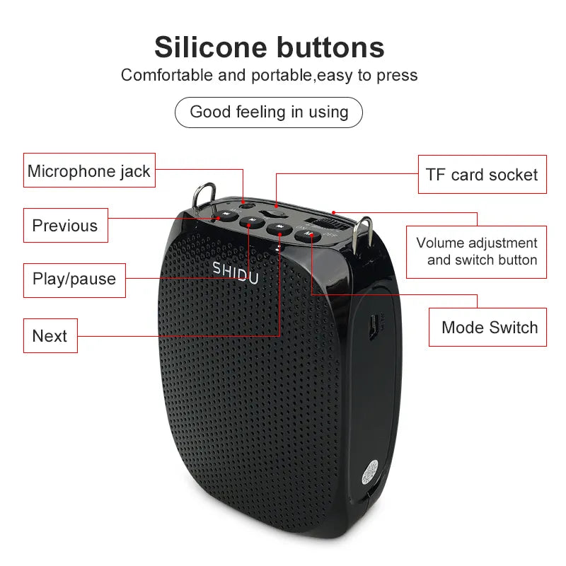 SHIDU S615 Ultra Wireless Voice Amplifier Portable UHF Mini Audio