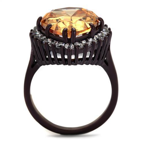 Women's Stainless Steel Dark Brown Cubic Zirconia Ring
