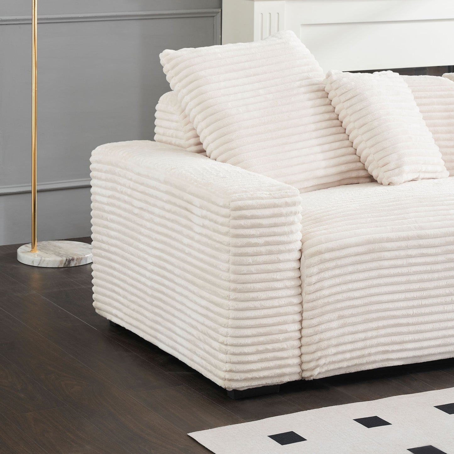 104.72-inch 4-seat large sofa with 4 throw pillows, living room sofa