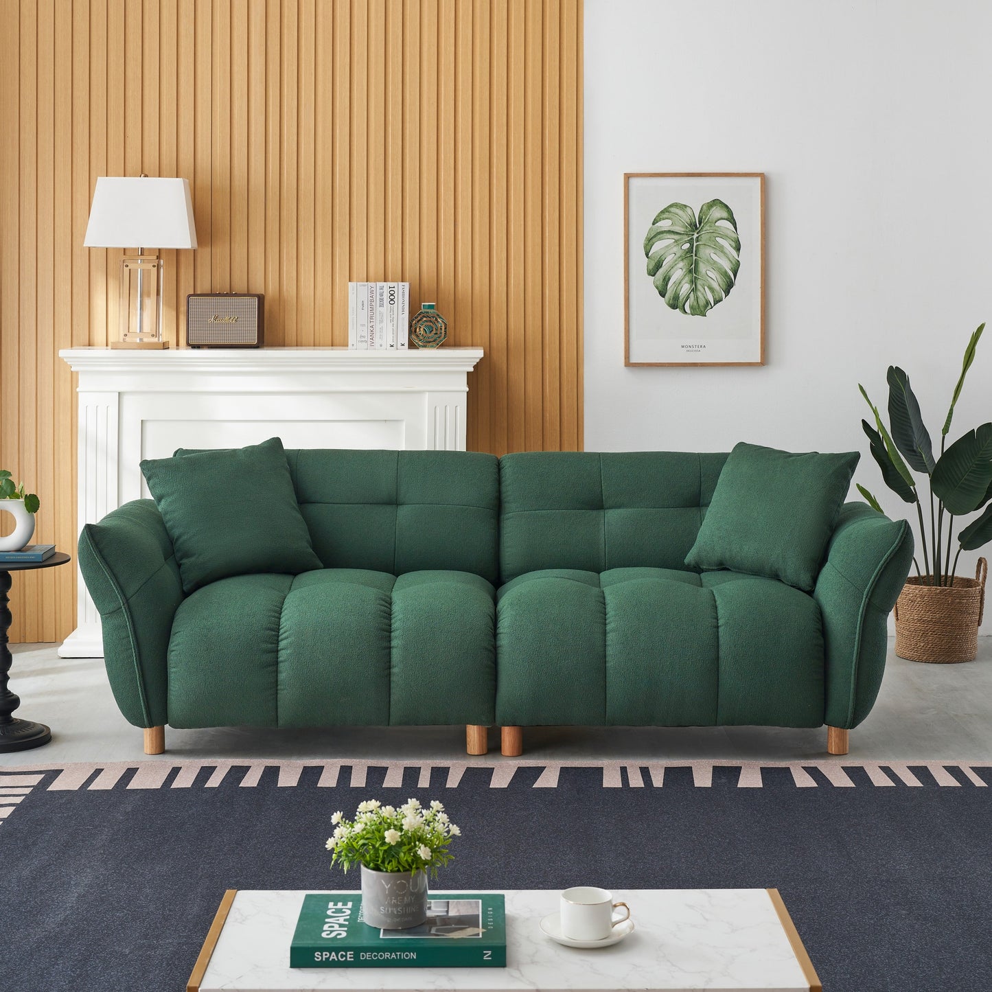 93.70 inches long, Teddy Sofa Fabric,with two matching pillows and