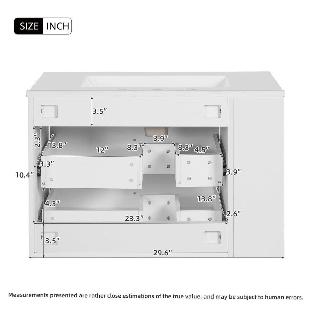 30'' Wall Mounted Bathroom Vanity with Sink