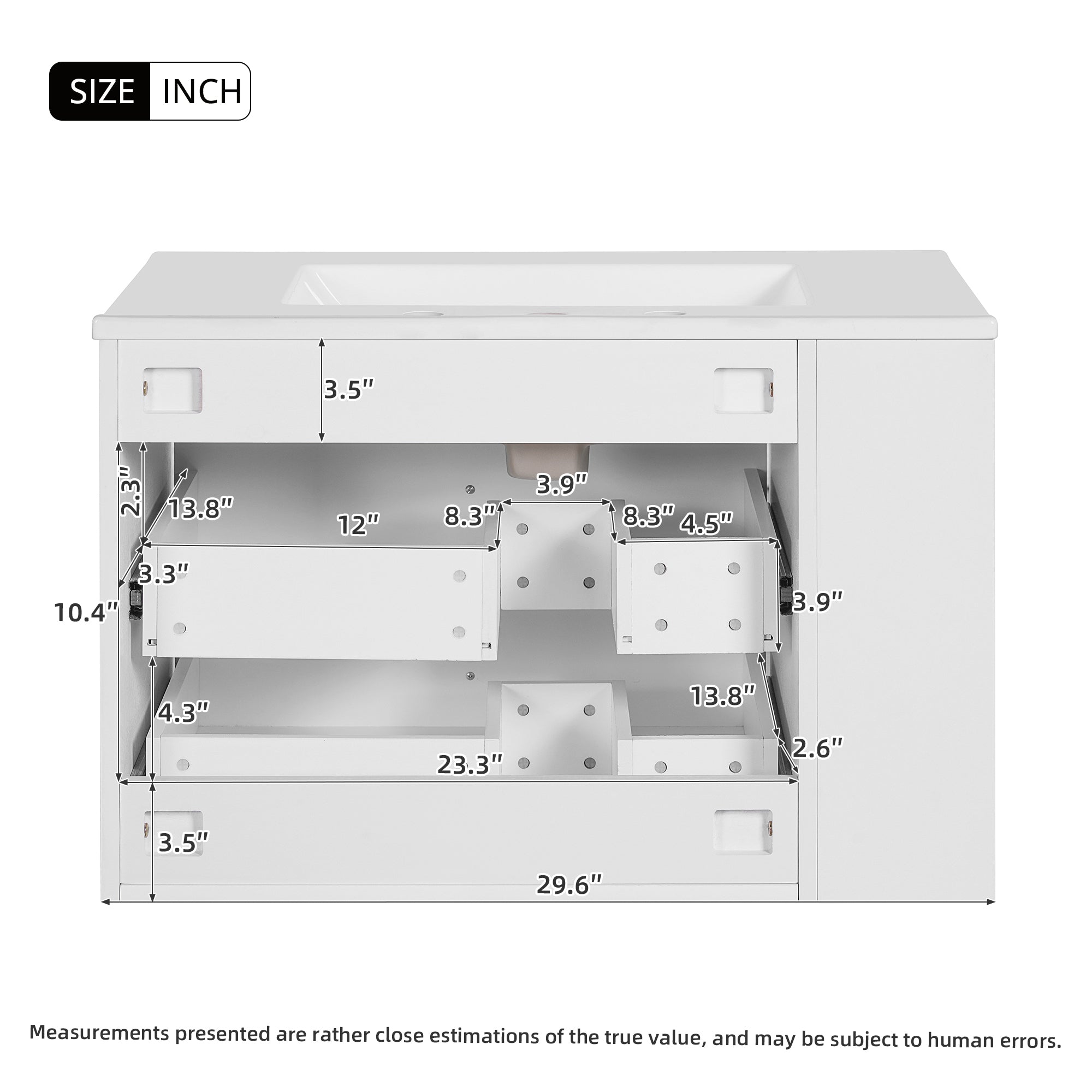 30'' Wall Mounted Bathroom Vanity with Sink