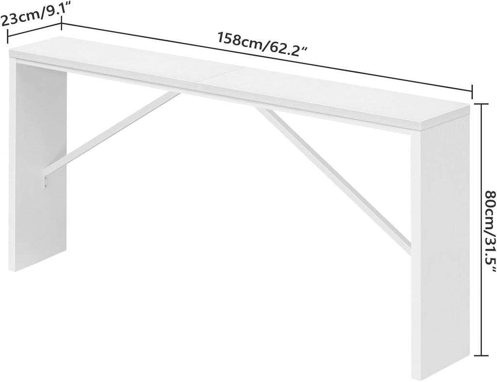 62.2-Inch Industrial White Console Table With Metal Frame