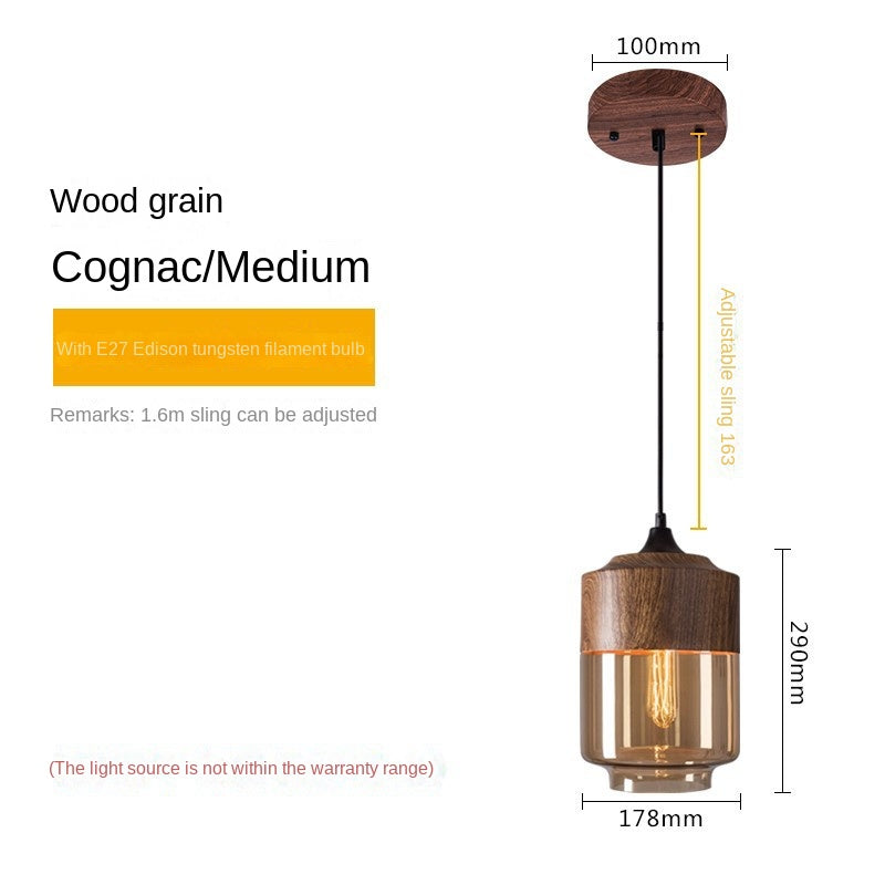 Industrial Style Pendant Light Single Head Creative Personality Hotpot Restaurant Bar Milk Tea Shop INS Front Desk Glass Ball Pendant Light