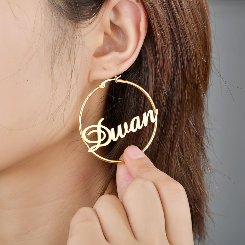 Custom Hoop Name Earrings