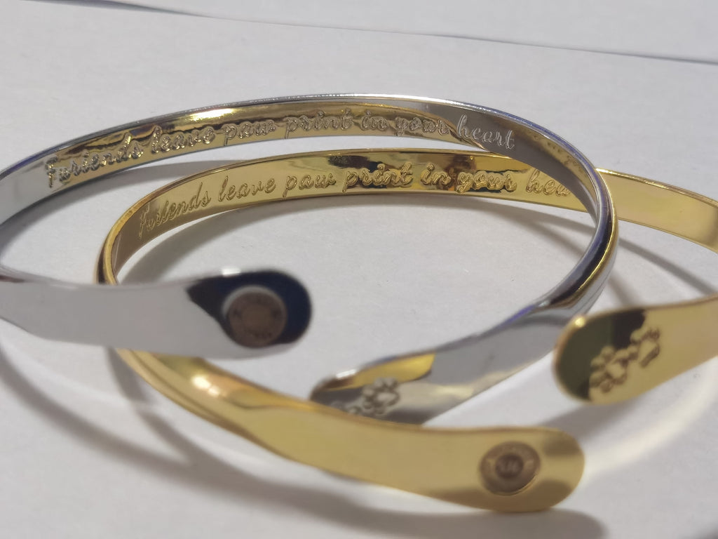 Furry Friends Bracelets, Engraved with a paw print