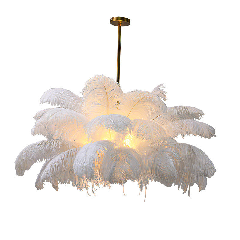 Feather lamp, living room pendant light, hall main light, modern and simple bedroom