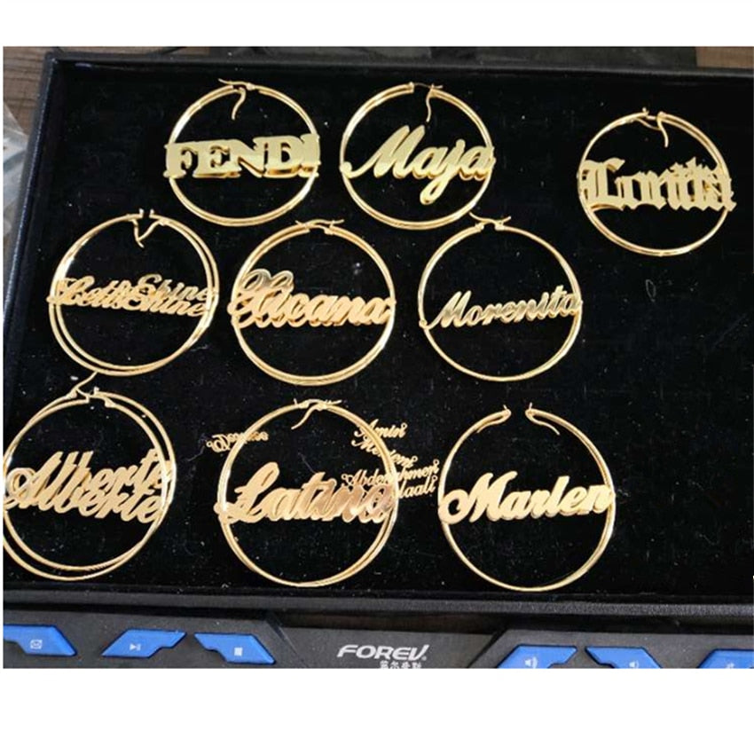 Personalized Earrings - Custom Name Hoop Earrings