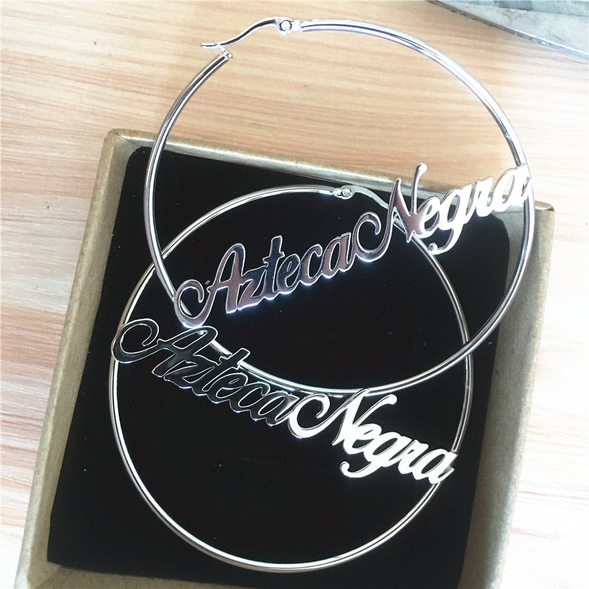 Personalized Earrings - Custom Name Hoop Earrings