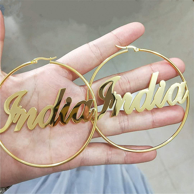 Personalized Earrings - Custom Name Hoop Earrings