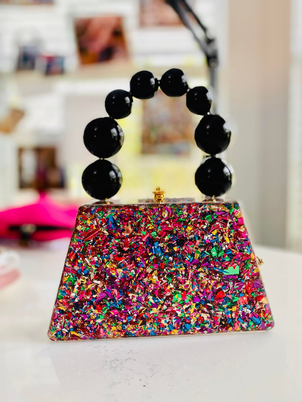 Forever Love Confetti Acrylic Clutch