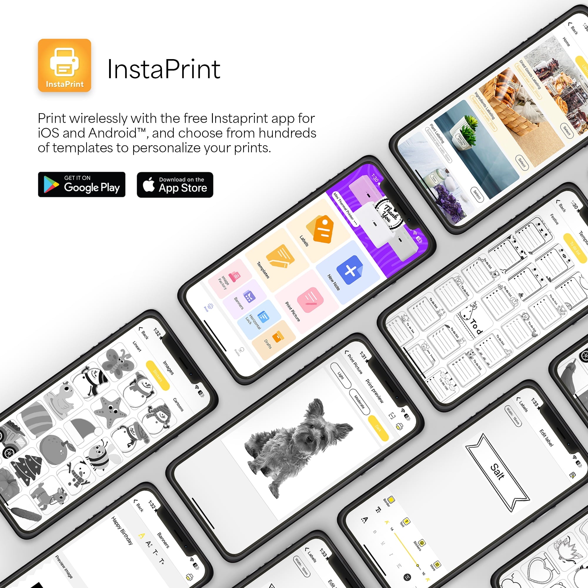 CTP500SM Wireless Mini Portable Inkless Thermal Printer & Label Maker + Paper, Android & Ios (Smiles)