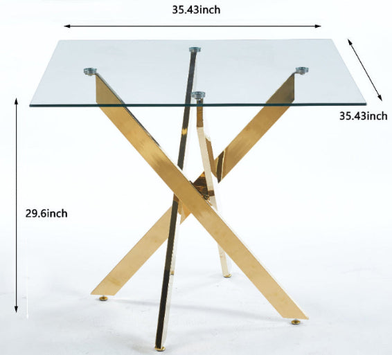 Dining Table with Cross Metal Leg and Tempered Glass