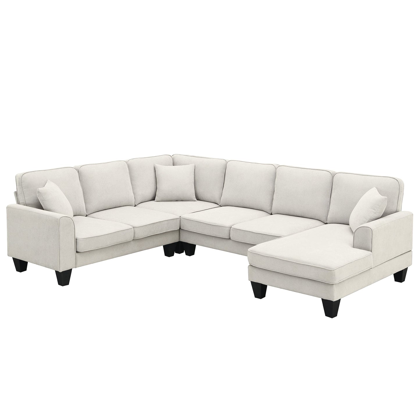 108*85.5" Modern U Shape Sectional Sofa, 7 Seat Fabric Sectional Sofa