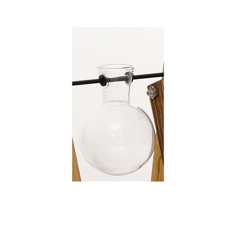 Plant Transparent Wooden Frame Vase Desktop Ornament Container