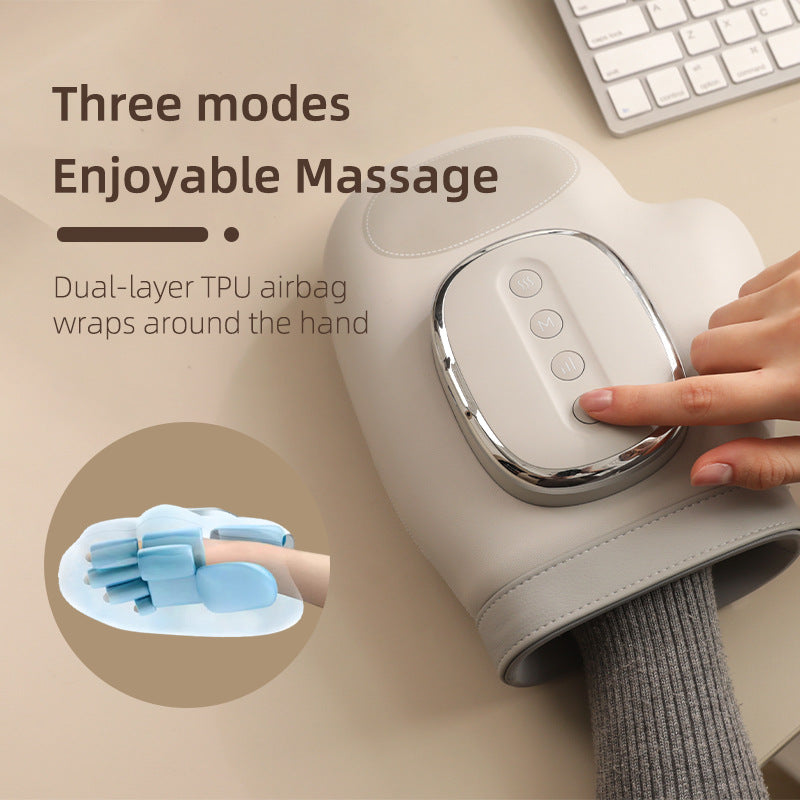 Electric Hand Massager with Air Pressure, Finger Massage, Palm kneading, Meridian Therapy, Acupoint Heating Massage Device