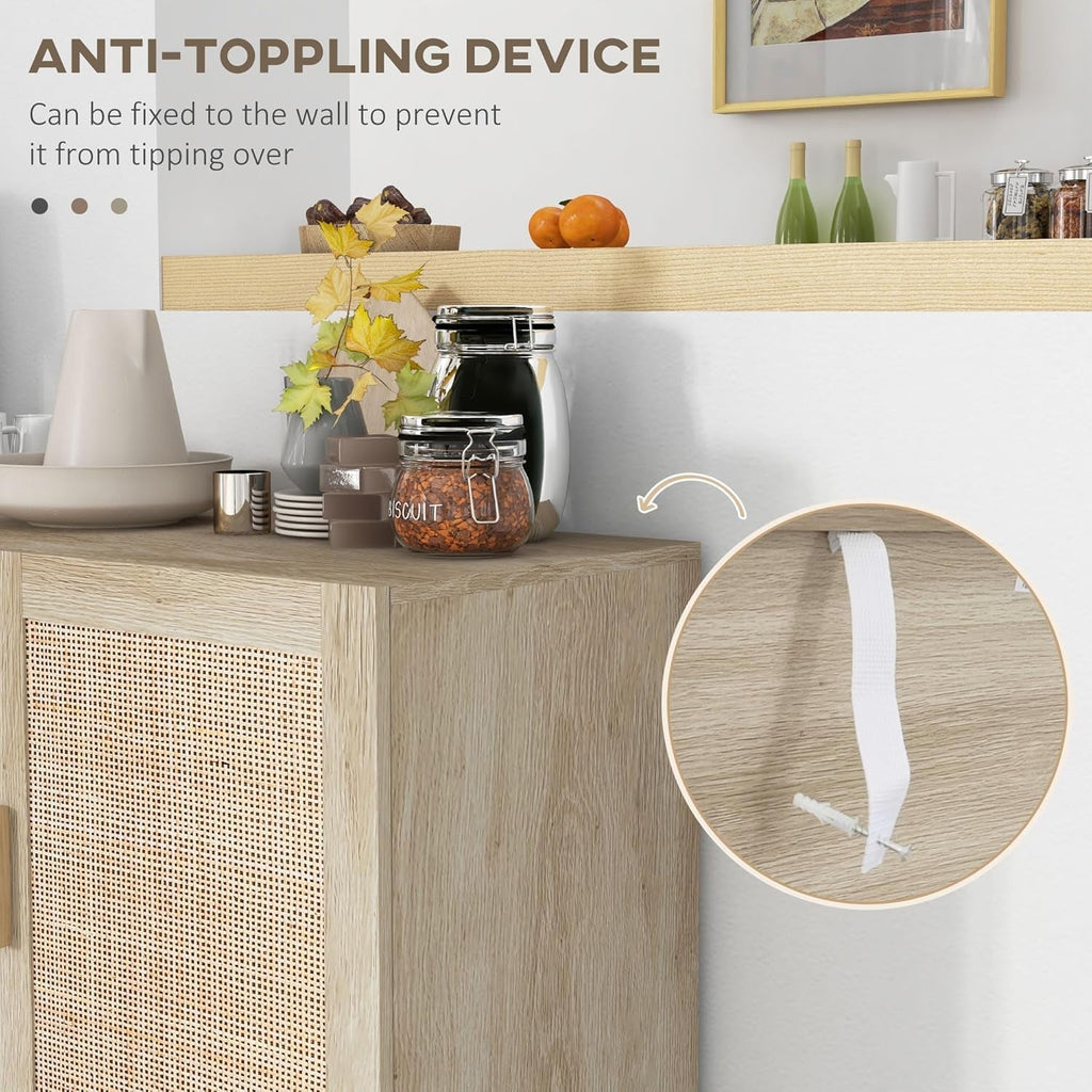 Sideboard Cabinet With Rattan Doors