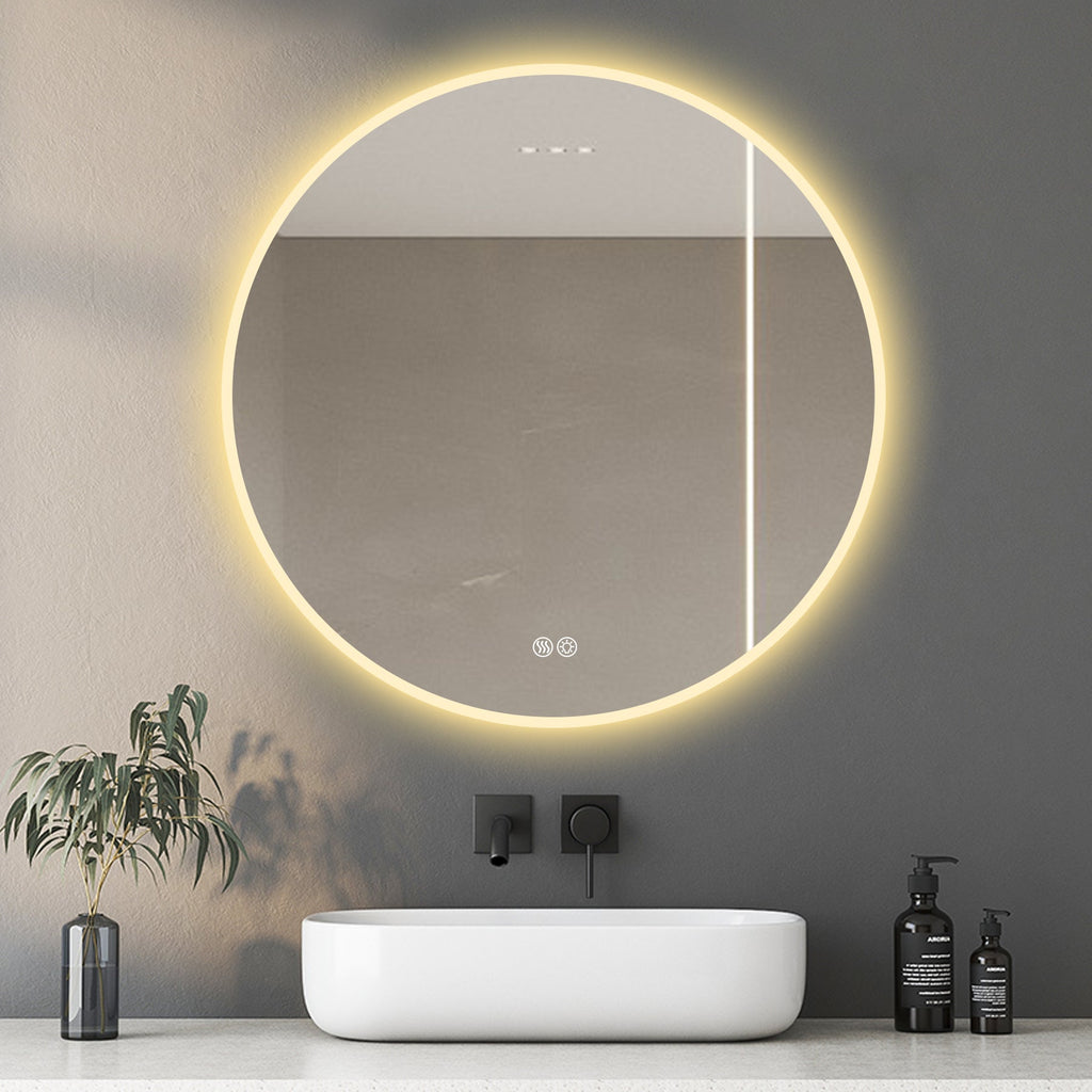 32'' LED Round Wall Mirror - Anti-Fog, 3 Color Temps