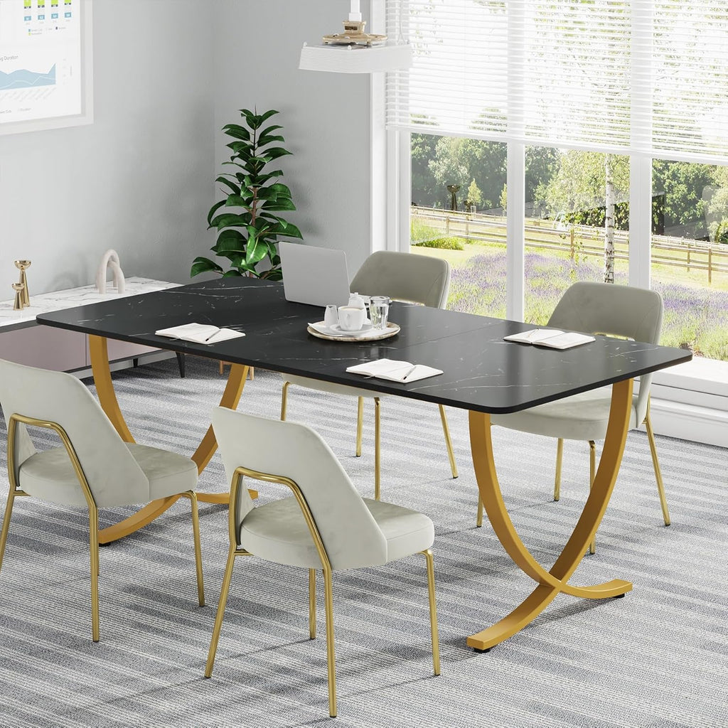 63 Inch Wide Black And Gold Office Desk