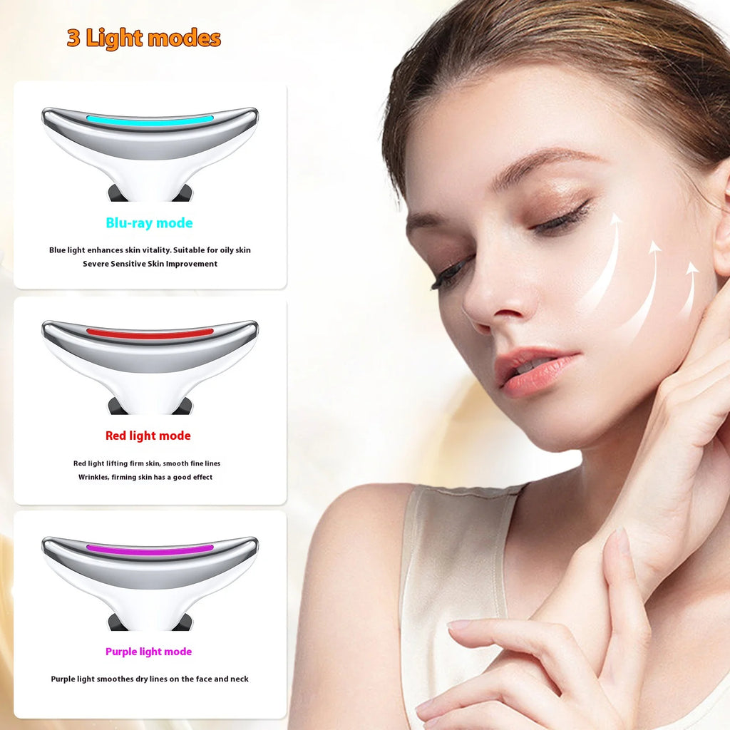 LED Photon Therapy Face & Neck Lifting Device - Anti-Aging Skin Tightening Massager