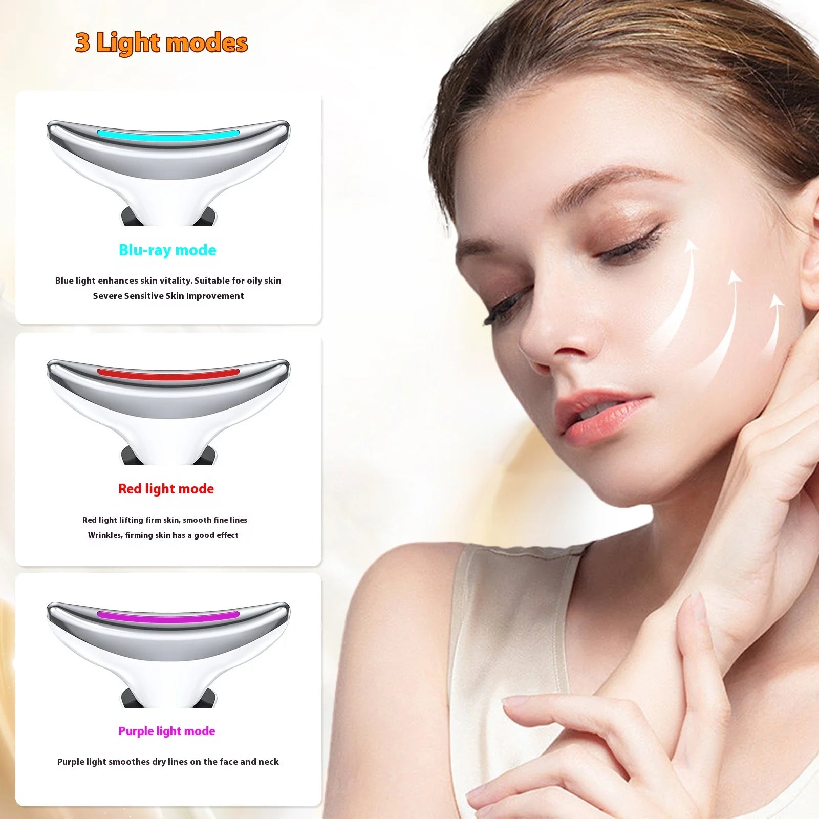 LED Photon Therapy Face & Neck Lifting Device - Anti-Aging Skin Tightening Massager
