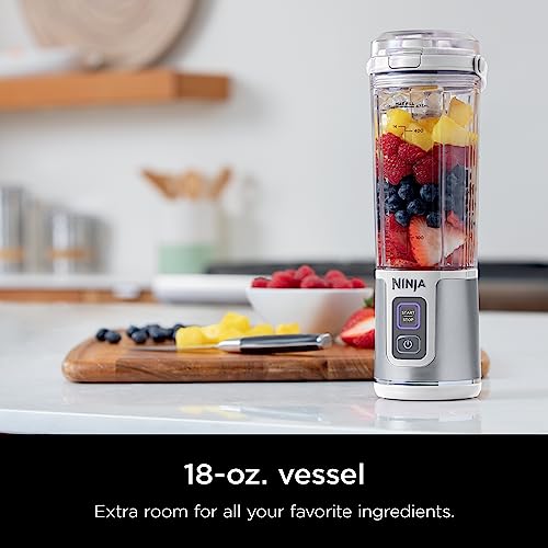 Ninja BC151NV Blast Portable Blender, Cordless, 18oz. Vessel, Personal Blender-for Shakes & Smoothies, BPA Free, Leakproof-Lid & Sip Spout, USB-C Rechargeable, Dishwasher Safe Parts, Denim Blue