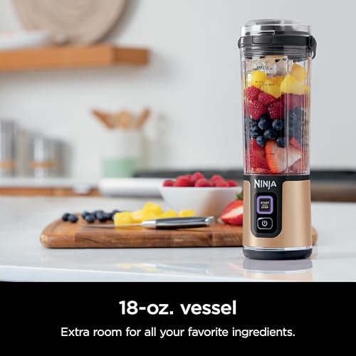 Ninja BC151NV Blast Portable Blender, Cordless, 18oz. Vessel, Personal Blender-for Shakes & Smoothies, BPA Free, Leakproof-Lid & Sip Spout, USB-C Rechargeable, Dishwasher Safe Parts, Denim Blue