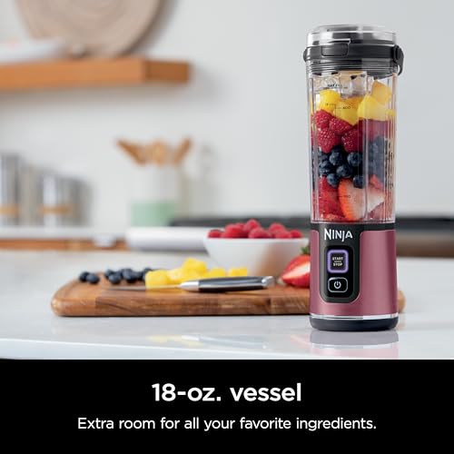 Ninja BC151NV Blast Portable Blender, Cordless, 18oz. Vessel, Personal Blender-for Shakes & Smoothies, BPA Free, Leakproof-Lid & Sip Spout, USB-C Rechargeable, Dishwasher Safe Parts, Denim Blue