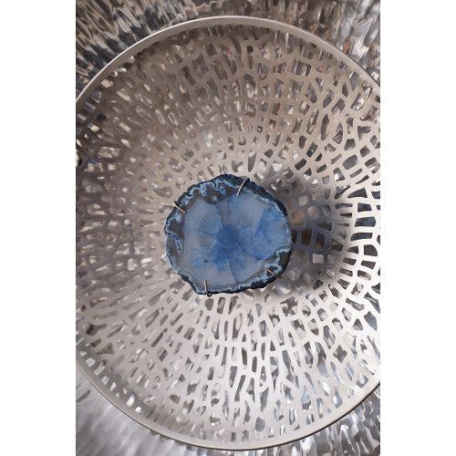 Silver Textured Oversized Disc- Wall Decor