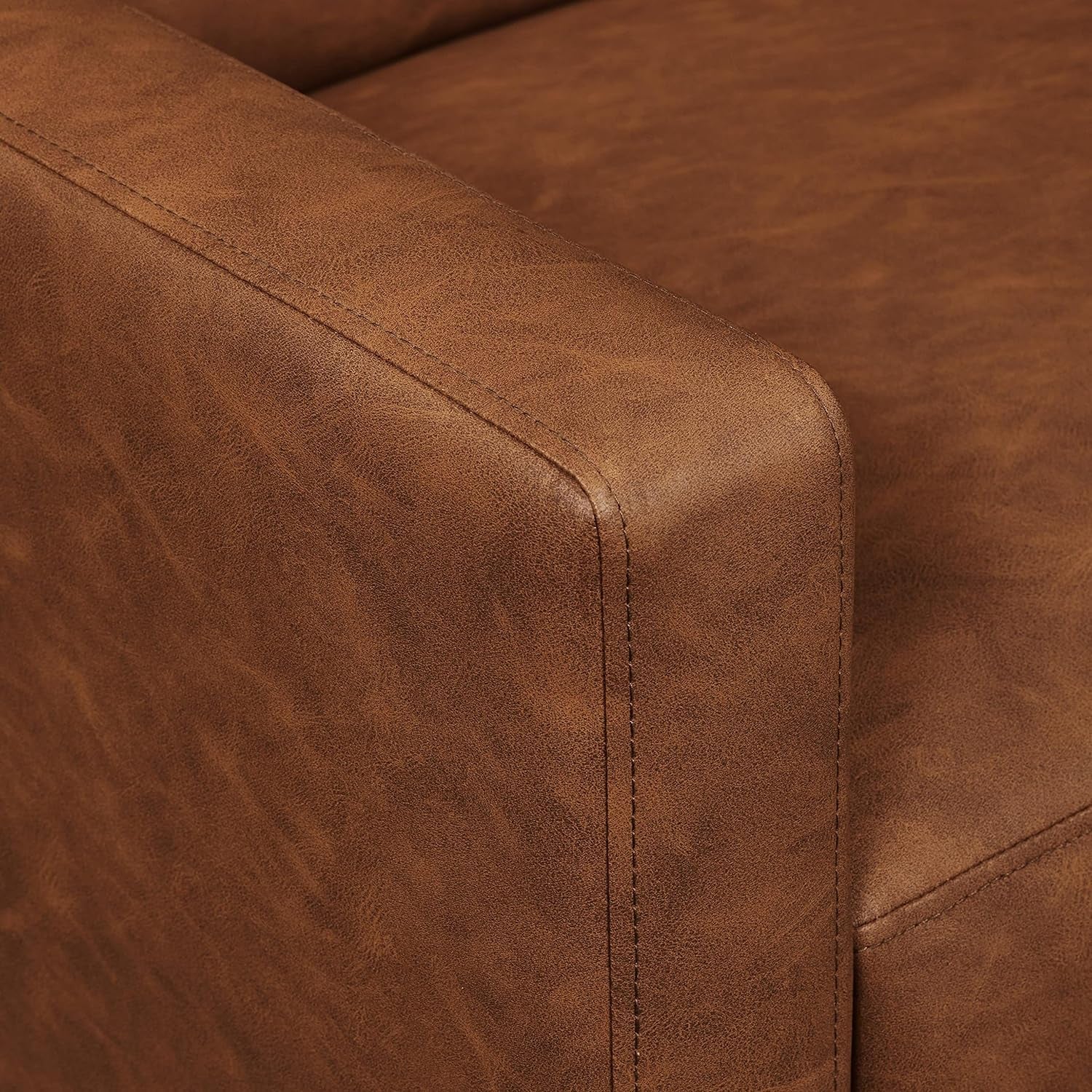 Mid-Century Brown Faux Leather Recliner Chair