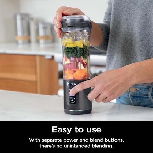 Ninja BC151NV Blast Portable Blender, Cordless, 18oz. Vessel, Personal Blender-for Shakes & Smoothies, BPA Free, Leakproof-Lid & Sip Spout, USB-C Rechargeable, Dishwasher Safe Parts, Denim Blue