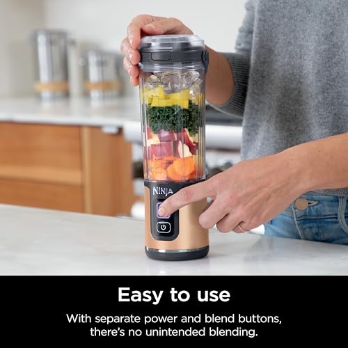 Ninja BC151NV Blast Portable Blender, Cordless, 18oz. Vessel, Personal Blender-for Shakes & Smoothies, BPA Free, Leakproof-Lid & Sip Spout, USB-C Rechargeable, Dishwasher Safe Parts, Denim Blue