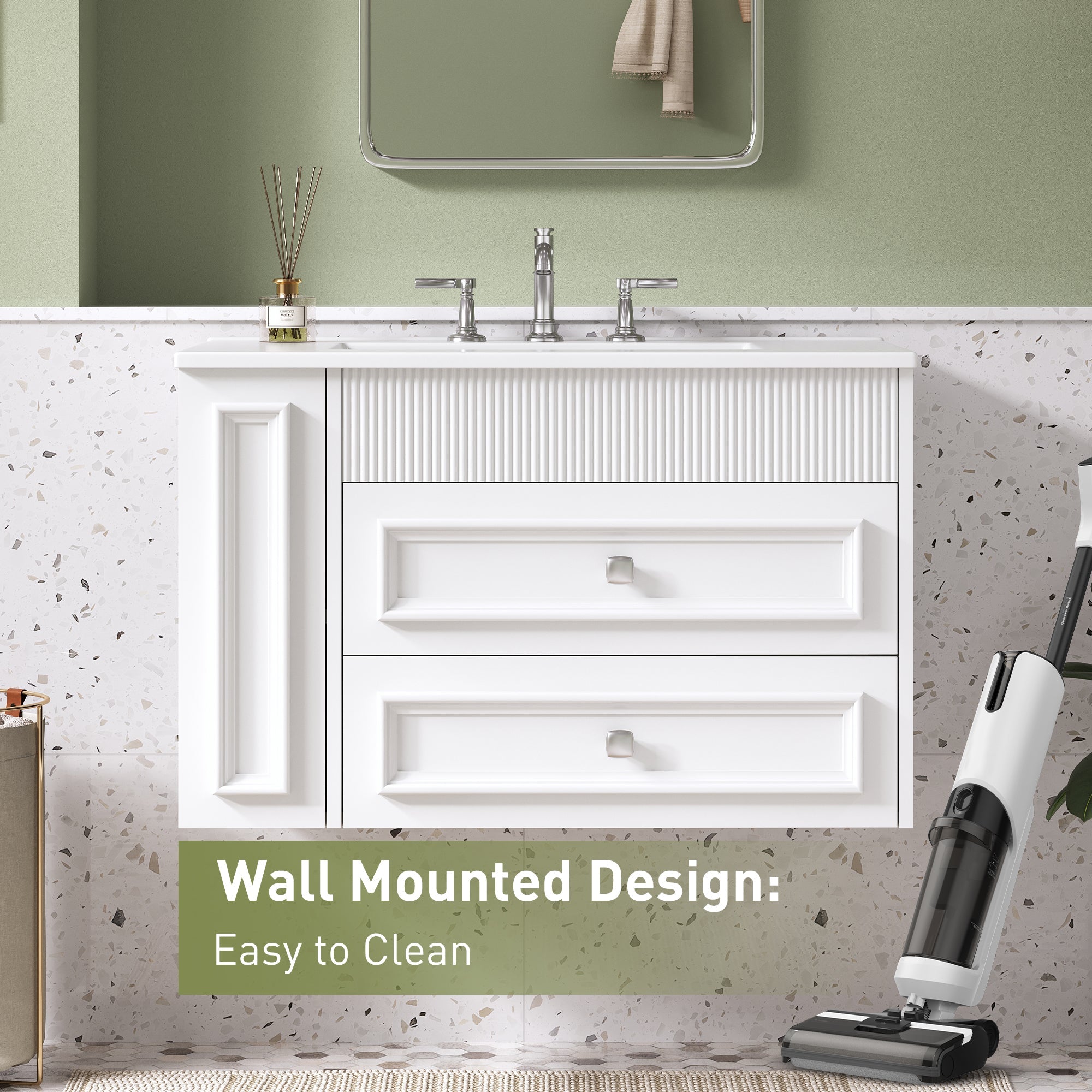 30'' Wall Mounted Bathroom Vanity with Sink