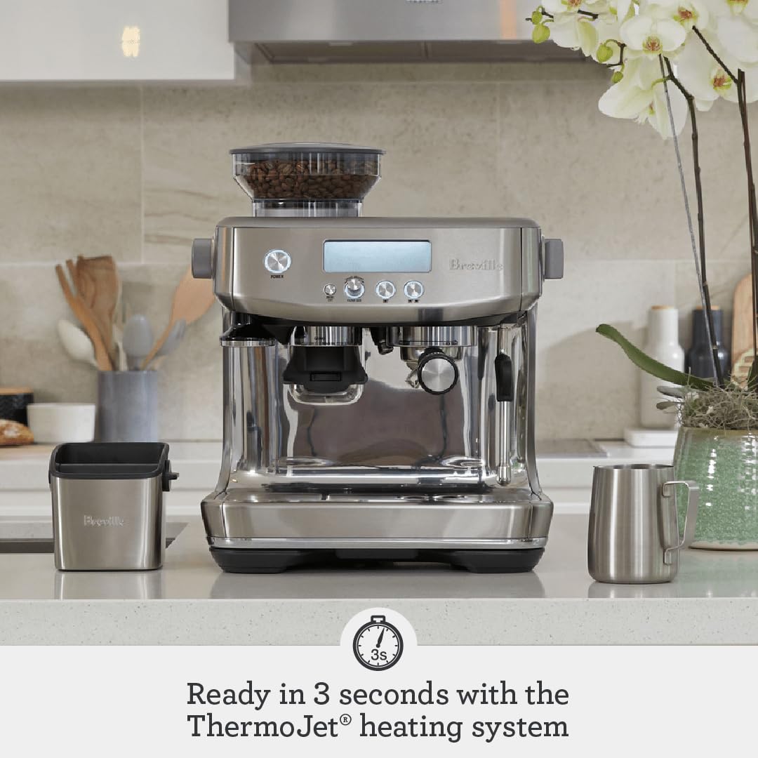 Breville the Barista Pro Espresso Machine with Grinder & Milk Frother, Espresso Maker with Seconds Heat Up, Cappuccino & Latte Machine for Home, BES878BSS, Brushed Stainless Steel