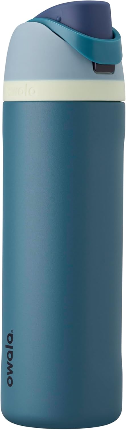 Freesip Insulated Stainless Steel Water Bottle with Straw, Bpa-Free Sports Water Bottle, Great for Travel, 24 Oz, Denim
