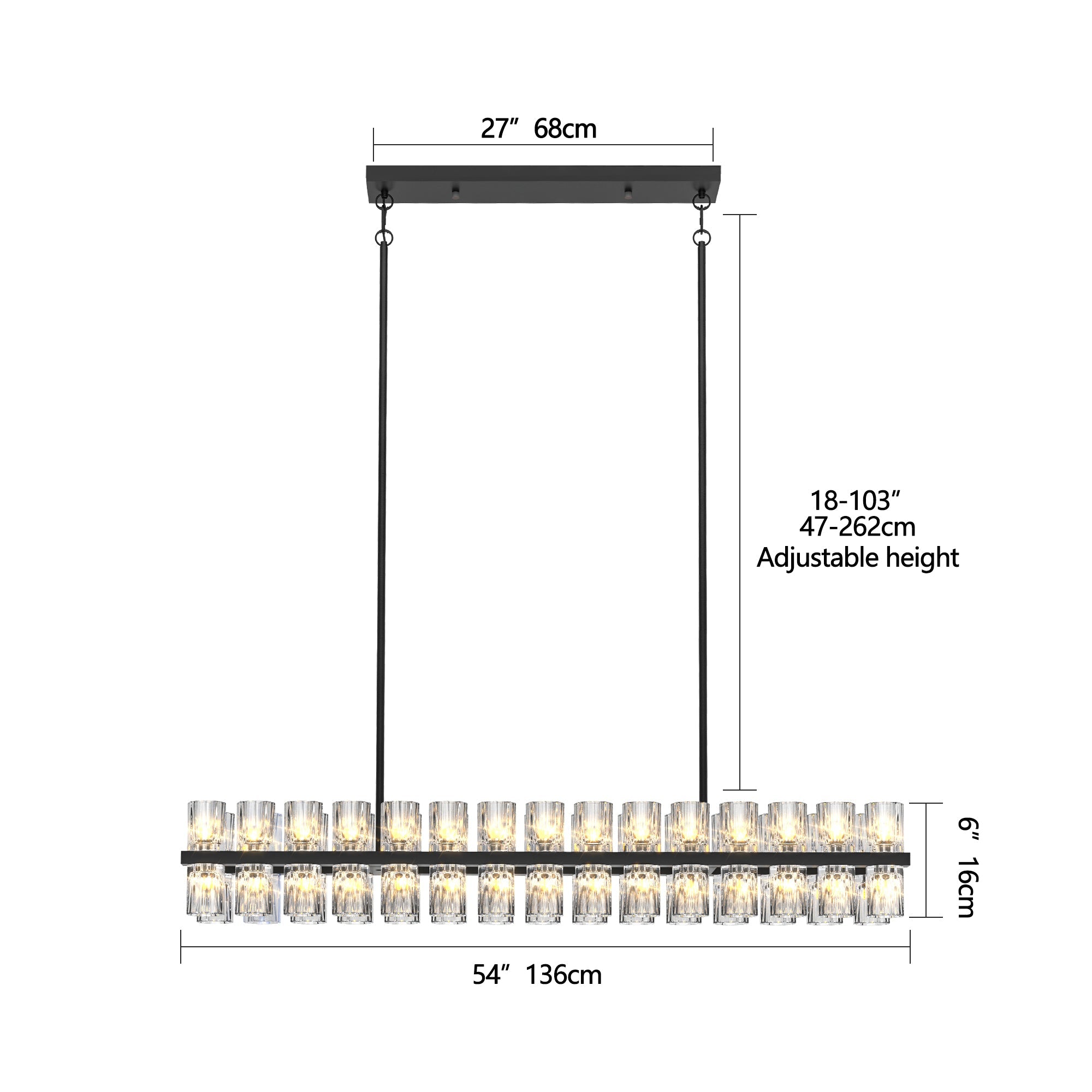 Rectangular Luxurious Crystal Chandelier