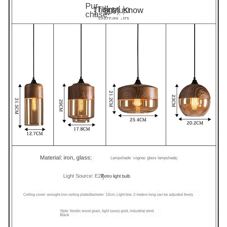 Industrial Style Pendant Light Single Head Creative Personality Hotpot Restaurant Bar Milk Tea Shop INS Front Desk Glass Ball Pendant Light