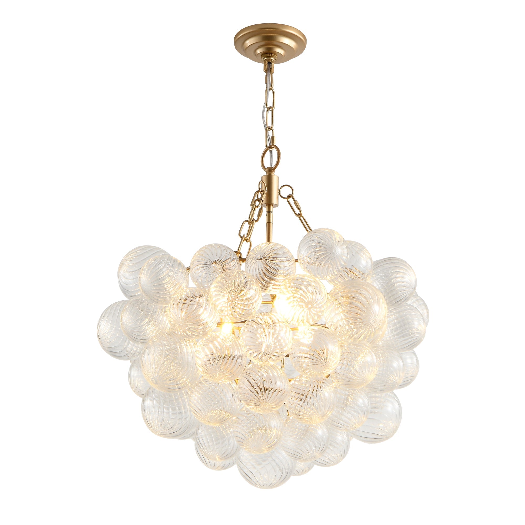 23.6" Gold Pendant Chandelier - 52 Bulbs Threaded Glass