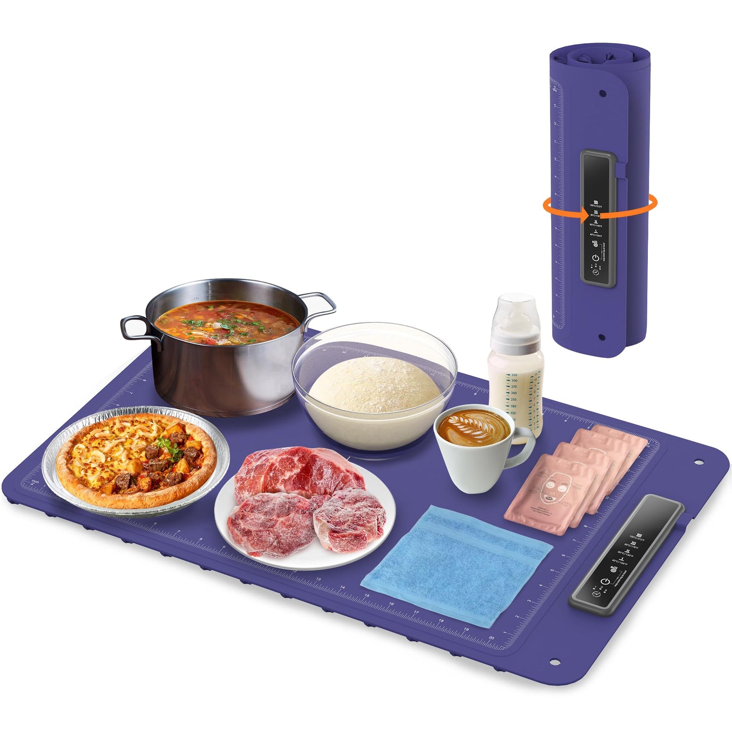 Warming Mat for Food, Electric Warming Tray, Full Surface Heating Food Warmer, 4 Temperature Levels, 5 Hours Auto Shut-Off Function, for defrosting, Buffets, Parties, Holidays and Everyday Use(Blue)