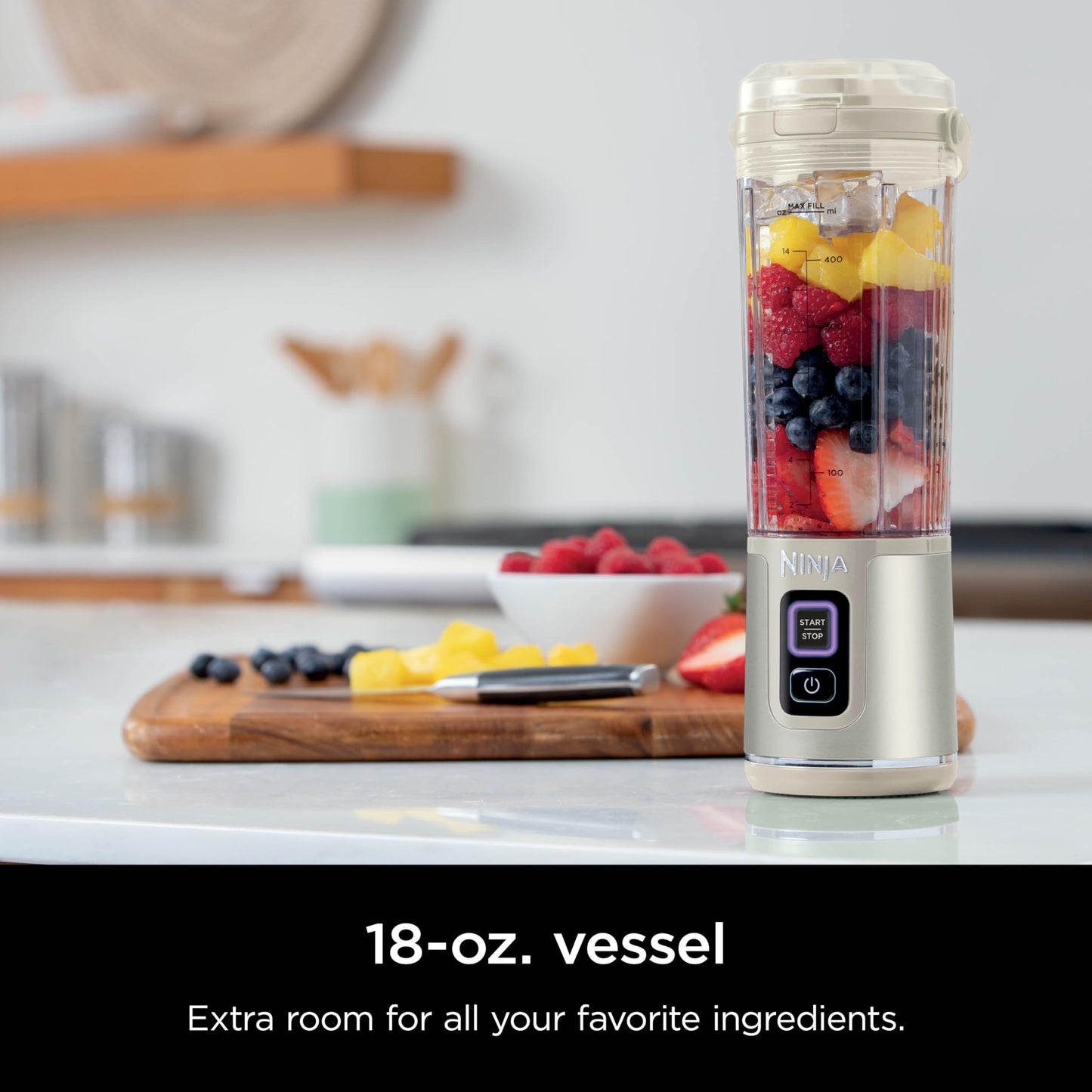 Ninja BC151NV Blast Portable Blender, Cordless, 18oz. Vessel, Personal Blender-for Shakes & Smoothies, BPA Free, Leakproof-Lid & Sip Spout, USB-C Rechargeable, Dishwasher Safe Parts, Denim Blue