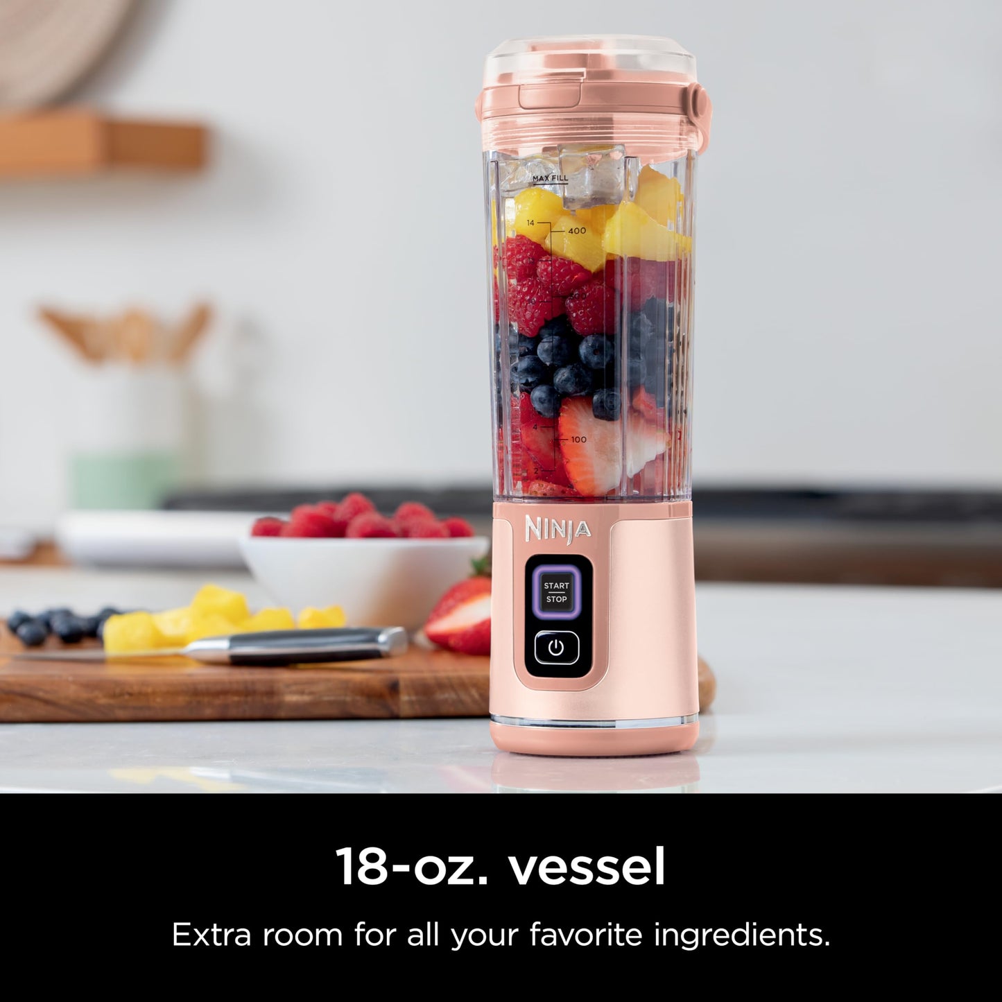 Ninja BC151NV Blast Portable Blender, Cordless, 18oz. Vessel, Personal Blender-for Shakes & Smoothies, BPA Free, Leakproof-Lid & Sip Spout, USB-C Rechargeable, Dishwasher Safe Parts, Denim Blue