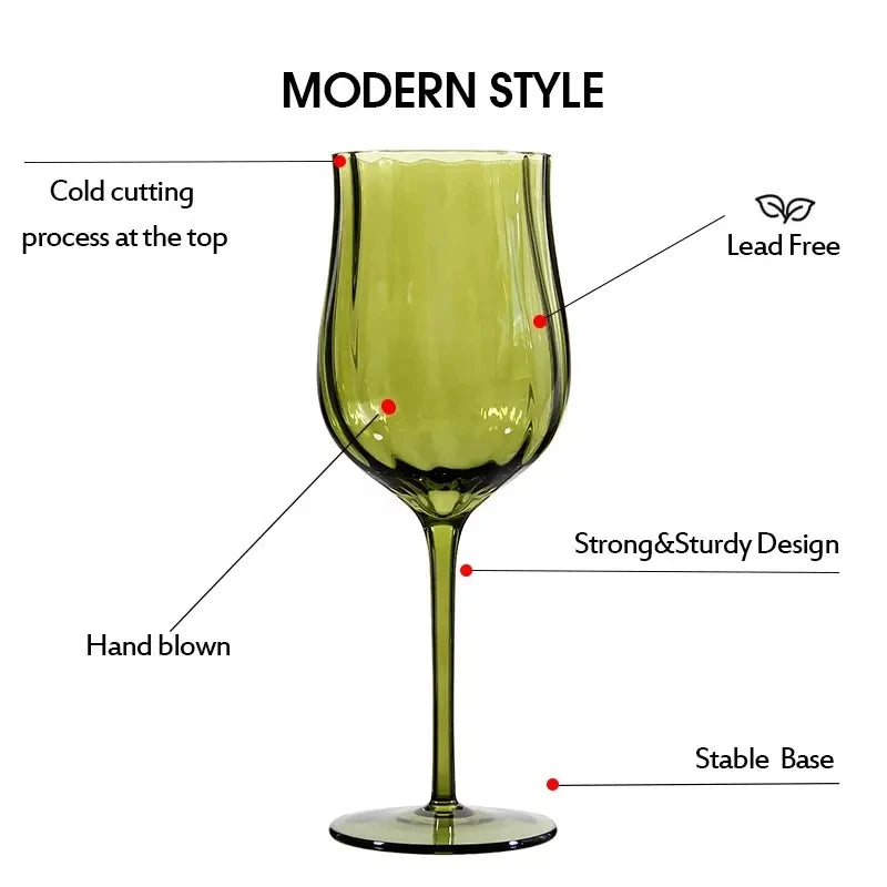 4/2/1Pcs Creative French Medieval Red Wine Glass Hand Blown Margarita Cocktail Goblet Glass Cup Dense Edges Vintage Flower Bloom