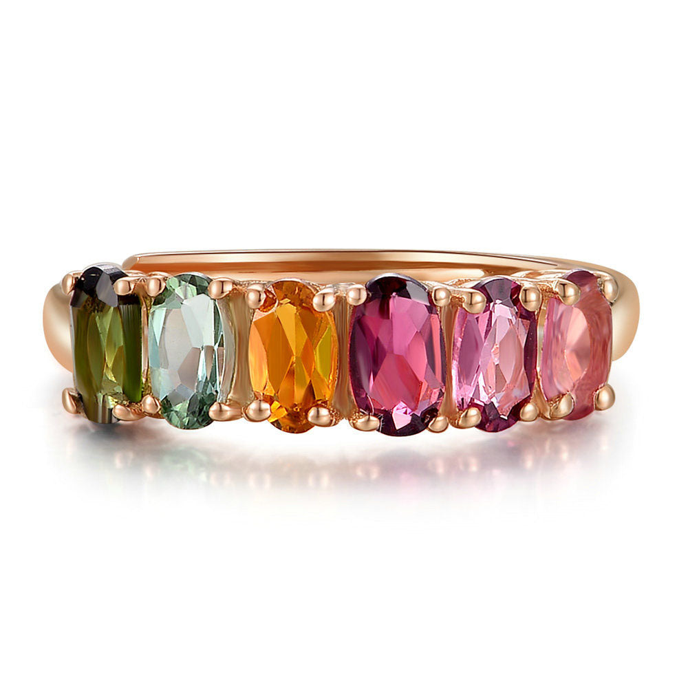 Natural Tourmaline 925 Sterling Silver Ring - Multicolor Gemstone Jewelry