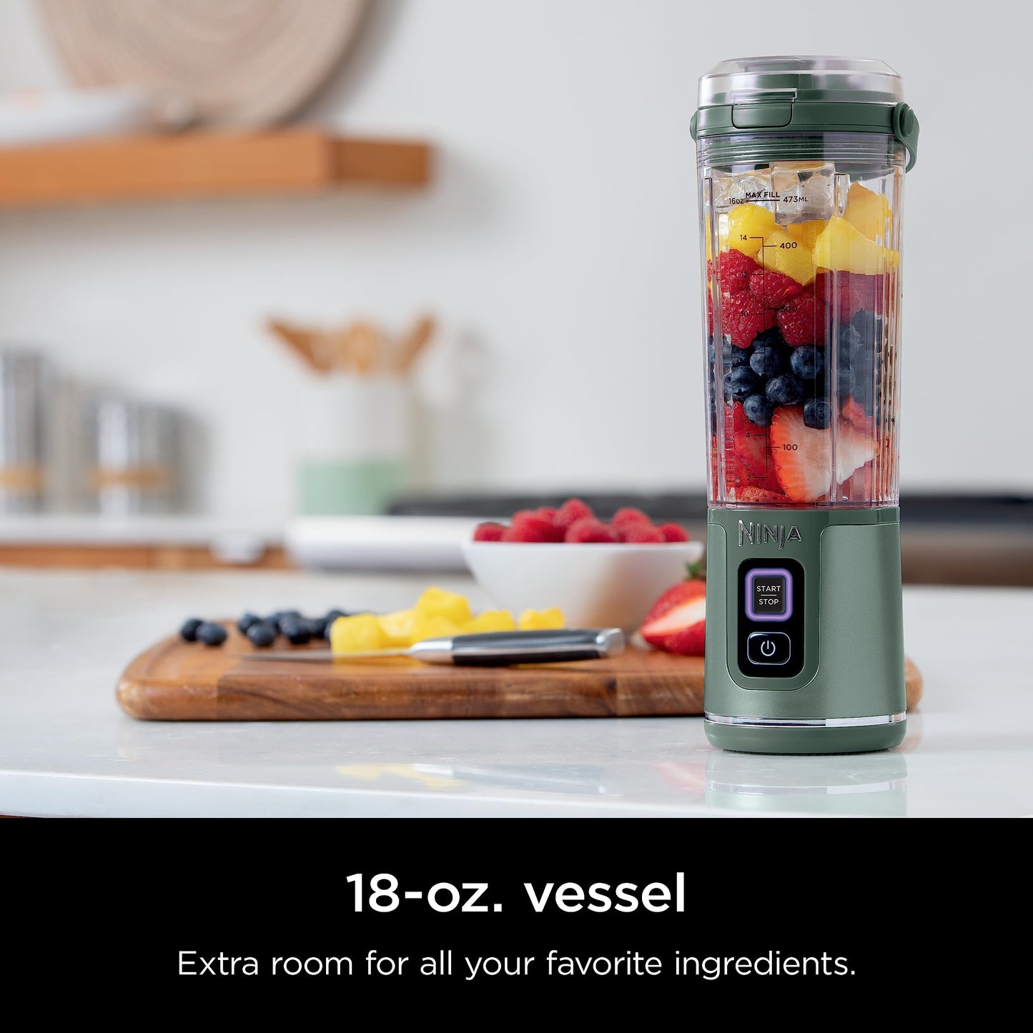 Ninja BC151NV Blast Portable Blender, Cordless, 18oz. Vessel, Personal Blender-for Shakes & Smoothies, BPA Free, Leakproof-Lid & Sip Spout, USB-C Rechargeable, Dishwasher Safe Parts, Denim Blue