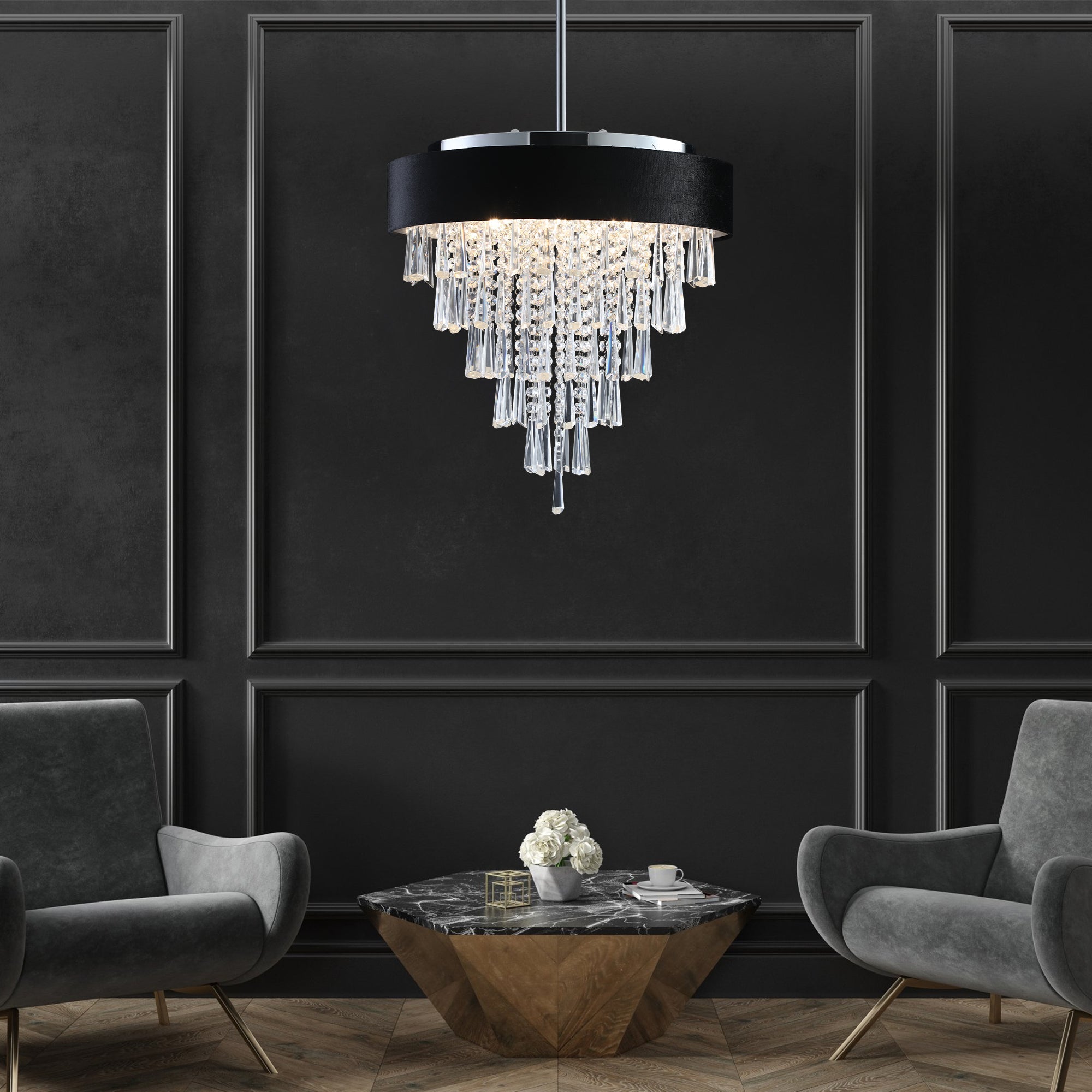 Modern Crystal Chandelier for Living-Room Round Cristal Lamp Luxury